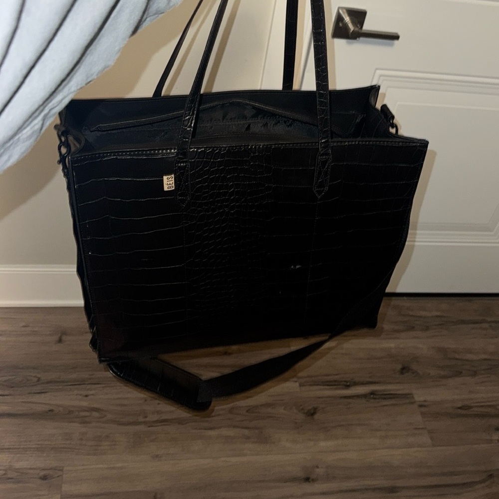 BEIS The Large Work Tote in Black Croc